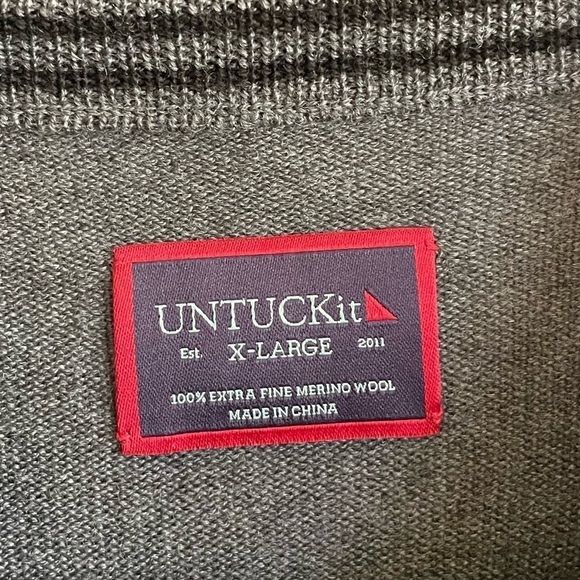 UNTUCKit Belguardo Merino Wool Quarter-Zip, Dark Gray, Size XL - Picture 8 of 10